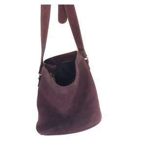 Burgundy Suede beautiful saddle bag. COACH.